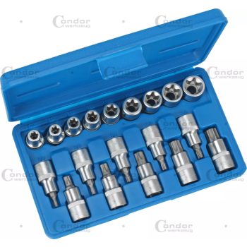 Torx készlet T + E profil 1/2" T20-70,E10-24,furatos