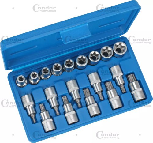 Torx készlet T + E profil 1/2" T20-70,E10-24,furatos