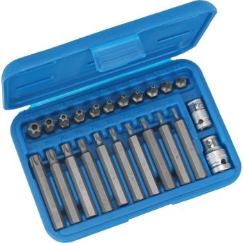 Bit készlet T10-60 lyukas,3/8"+1/2",23db-os