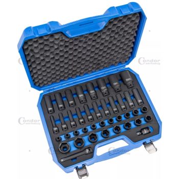 Gépi 1/2" dugósor 40db CrMo rövid+hosszú 8-32 mm