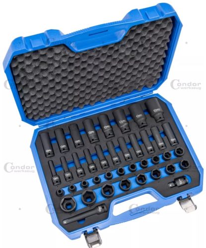 40 darabos ütvecsavarhúzó készlet, 1/2", CrMo, hatszögletű 8-32 mm