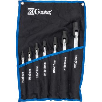 Dupla csuklókulcs készlet, 7 db, hatlapfejű 4-24 mm