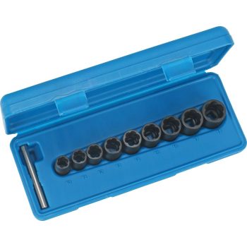   Csavarkiszedő dugófej készlet spirál hornyos profil, 10 db, 3/8 ", 10-19 mm