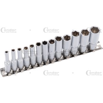   Dugókulcs készlet, 13 db, 1/4" hosszított, hatlapú 4-14 mm