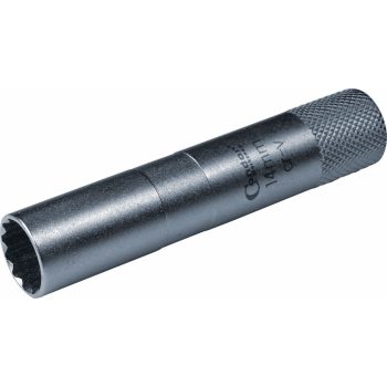   Gyújtógyertya dugófej, 3/8 ", 12 szögű,14mm,90 mm hosszú,mágneses betéttel