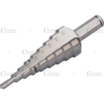 Lépcsős fúró, sorjázóval, HSS-E Cobalt 5%, 4-20 mm