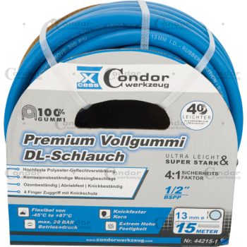   DL tömlő ø13mm x 15m, csúcsminőségű tömörgumi, csatlakozó nélkül, ultra könnyű