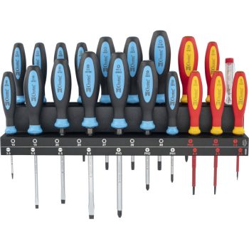 Csavarhúzó készlet, fém állvány, 20 db.