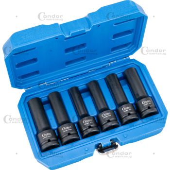   Gépi dugókulcs készlet, 6 darab, 3/4", E-profil / 12 szögű