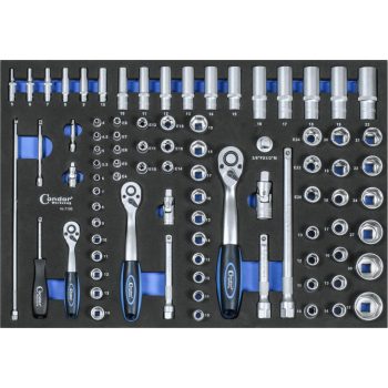   Dugókulcs készlet tálcás 85db-os 1/4"+3/8"+1/2" 3/3