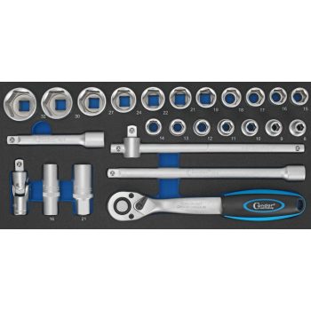   Dugókulcs készlet 1/2",25db-os,1/3-os habszivacs fiókbetétben