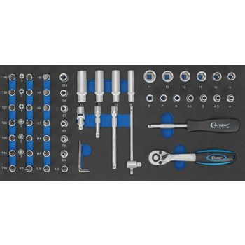 Dugókulcs készlet 1/4" 58db-os tálcás 1/3