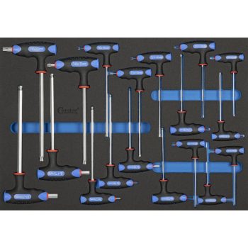   T-kulcs klt tálcás szivacsbetétben 3/3, 18 db, T-profil + imbuszkulcs