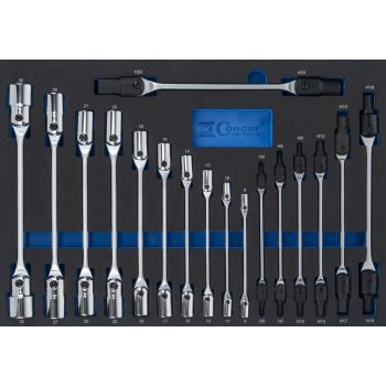 Csuklós imbusz + dugókulcs készlet 17db-os