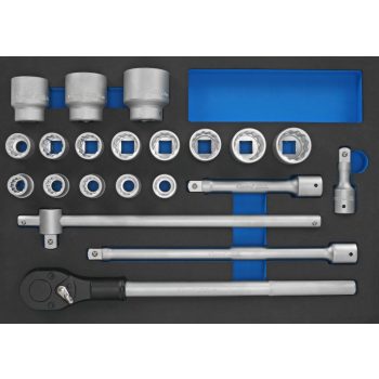   Dugókulcs klt 3/3, 21 részes szivacsbetétben 3/4", 12 pontos 19-50 mm