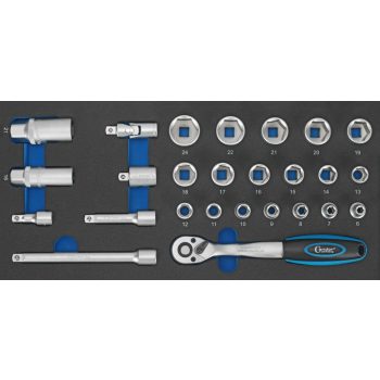   Dugókulcs készlet 3/8",26db-os,1/3-os habszivacs fiókbetétben