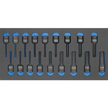   Imbusz és torx készlet 1/2" gépi 18db-os 1/3-os fiókbetét