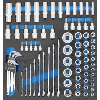   Szerszám készlet colos méretezés,81 db, 1/4 + 3/8 + 1/2 "  2/3 habszivacs tároló