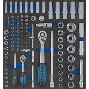   Dugókulcs készlet 98db-os, szivacsbetétben 1/2"+1/4" 4-32mm