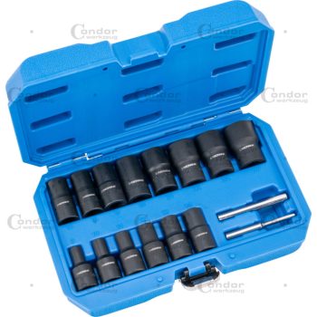   Speciális betétek spirális hornyos profil, 16 db, 1/4+1/2", 8-27 mm