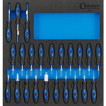   Kábelcsatlakozó szerelő készlet 23db-os 2/3 habszivacs betétben