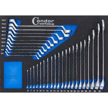   Csillag + csillag-villáskulcs készlet habbetét tálcában, 31db