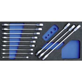   Csillag-villáskulcs készlet,12db-os,racsnis 8-19mm,habszivacs tálca 1/3