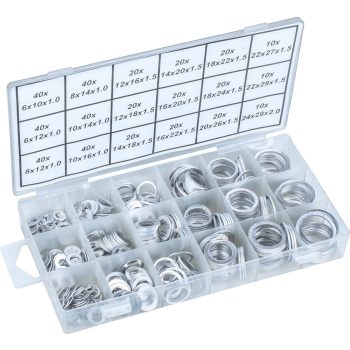 Tömítő alátét készlet aluminium 450db-os,18 méret