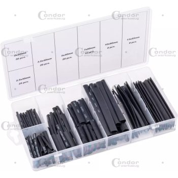 Zsugorcső készlet, fekete, 127 darabos
