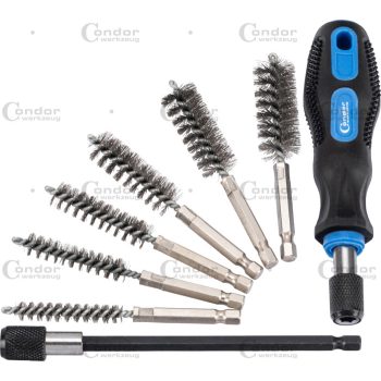 Tisztítókefe készlet, 8 db, acél, ø 8-19 mm
