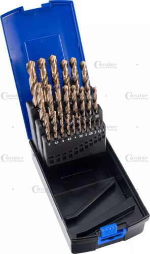 Csigafúró készlet, HSS-E kobalt 5%, 25 db, 1-13 mm