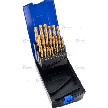 Csigafúró készlet, HSS titán nitridált, 25 db, 1-13 mm