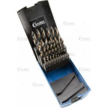   Csigafúró készlet, lépcsős hegyű, HSS-G fekete oxid, 25 darabos, 1-13 mm
