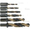 Kombinált menetfúró készlet, HSS-G, 7 db, M3-M10