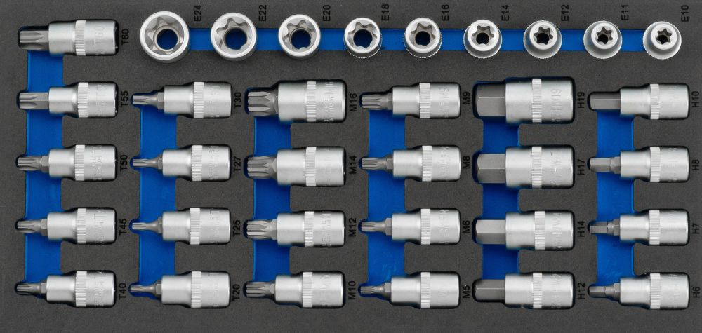 Bit készlet 1/2" T+E profil és XZN+Imbusz 34db-os 1/3