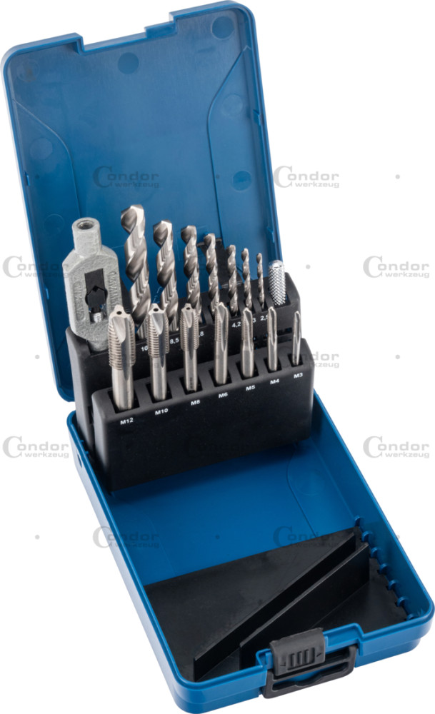 Menetfúró, 15 db, HSS, M3-M12 / 2,5-10,2 mm